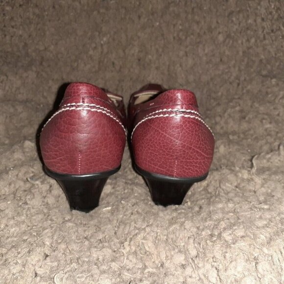 BRUNO MAGLI-Italy-Oxblood Leather-Moccasin Stitch Pumps-Driving-Sz 6.5-Near Mint - Picture 5 of 7